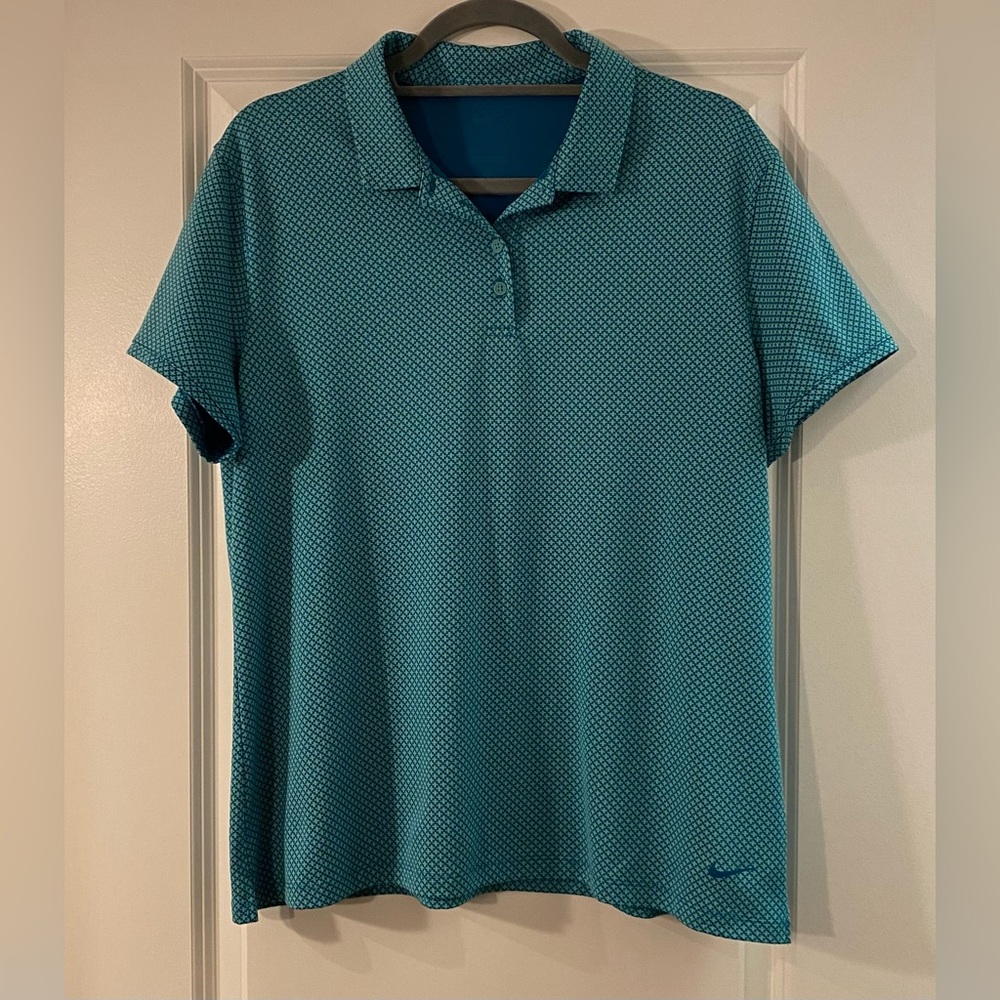 Nike Dri-Fit Polo Short Sleeve Shirt Sz XL - Blue / Green - Like New Condition